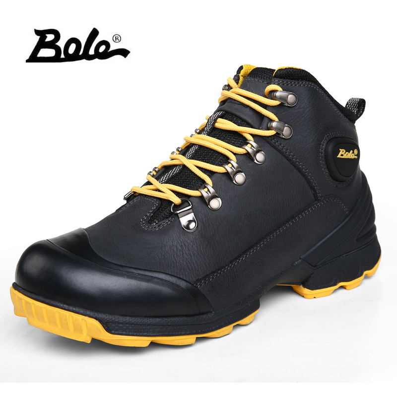 New BOLE authentic outdoor climbing leisure men’s leather shoes men’s casual shoes round anti-skid breathable crystal sneakers