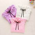 2016 Baby Girls Blouses School Style Children Clothing Girls Long Sleeve lace Princess shirts Turtleneck Girl