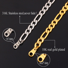 U7 18K Real Gold Plated Necklace Chain Men 18K Stamp Men Jewelry Wholesale 4 Sizes New
