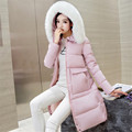 2016 new long paragraph cotton female Korean version of Slim down jacket with fur collar thickening