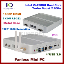 4GB RAM+1T HDD fanless i5 4200u mini pc linux computer,Intel HD 4400 Graphics,2*COM,4*USB 3.0, HDMI,4K HD HTPC