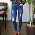 2016 spring plus size jeans for woman hole elastic skinny pants pencil pants summer ankle length