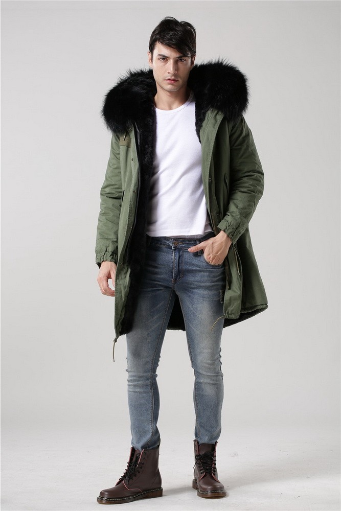 green coat with black fur hood