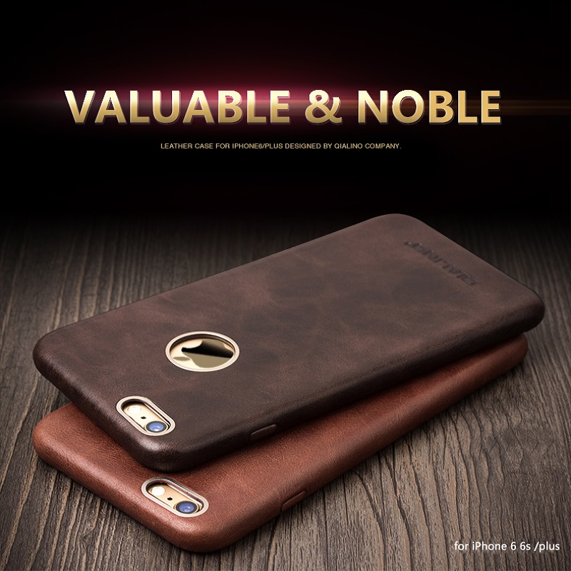 For iphone 6 6s case QIALINO Luxury Calf Skin Genuine Leather Case for iphone6 6s plus
