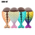 8Colors Mermaid Shape Fishtail Makeup Brush for Foundation Liquid Powder Blusher Highlighting Blending Cosmetic Fish Scale