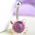 Favour Lotus Lingerie Body Jewelry Rhinestone Hello Kitty Cat Navel Belly Barbell Button Bar Ring Piercing