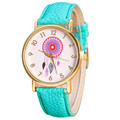 2017 Hot Sale Fashion Dreamcatcher Pattern Leather Band Women Girl Analog Quartz Vogue Wrist Watches relojes