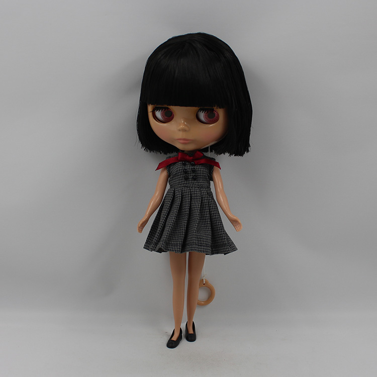 Nude Blyth doll black bangs short hair black doll makeup for face girls love DIY change fashion doll