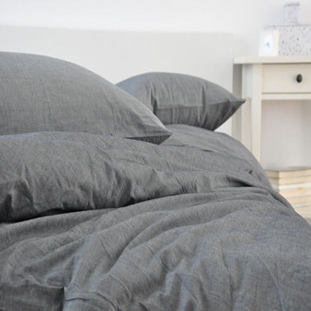 100 washed French Gray Bedding linen quilt duvet cover shell button