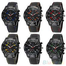 Men ‘ s de moda negro de silicona banda de acero inoxidable deportes pulsera de cuarzo analógico 4KIH
