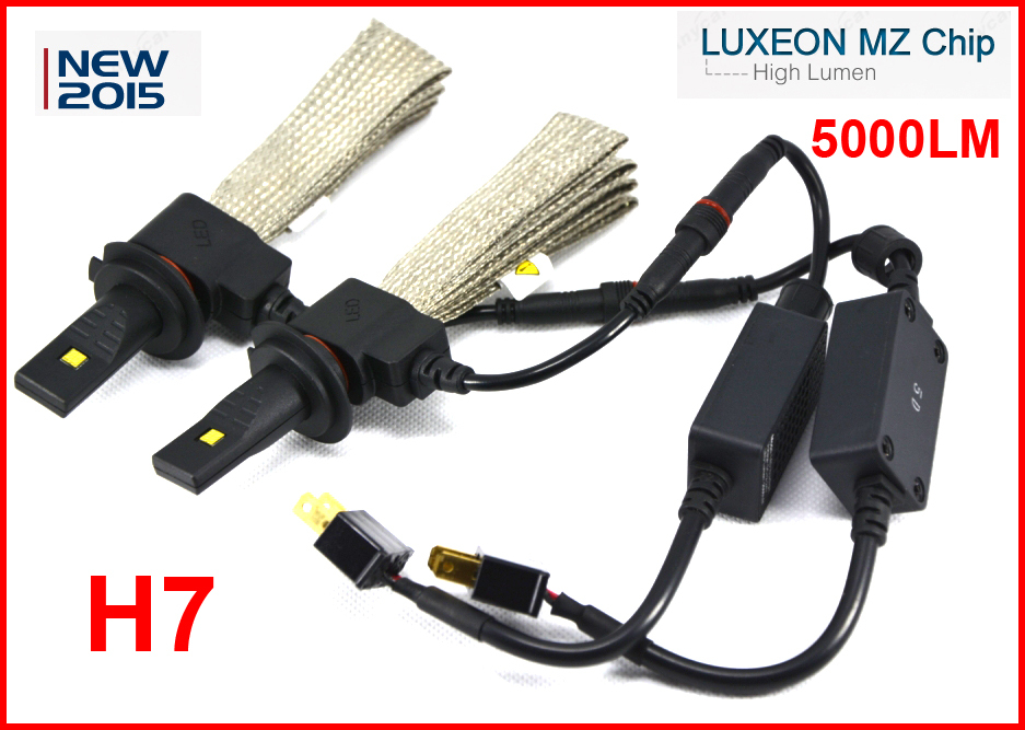 1 Set H7 40W 5000LM CREE / Philip LED Headlight LUXEON MZ Chip 2SMD Xenon White 12/24V XM-L2 Copper Belt Heat Driving H8 H11 H16