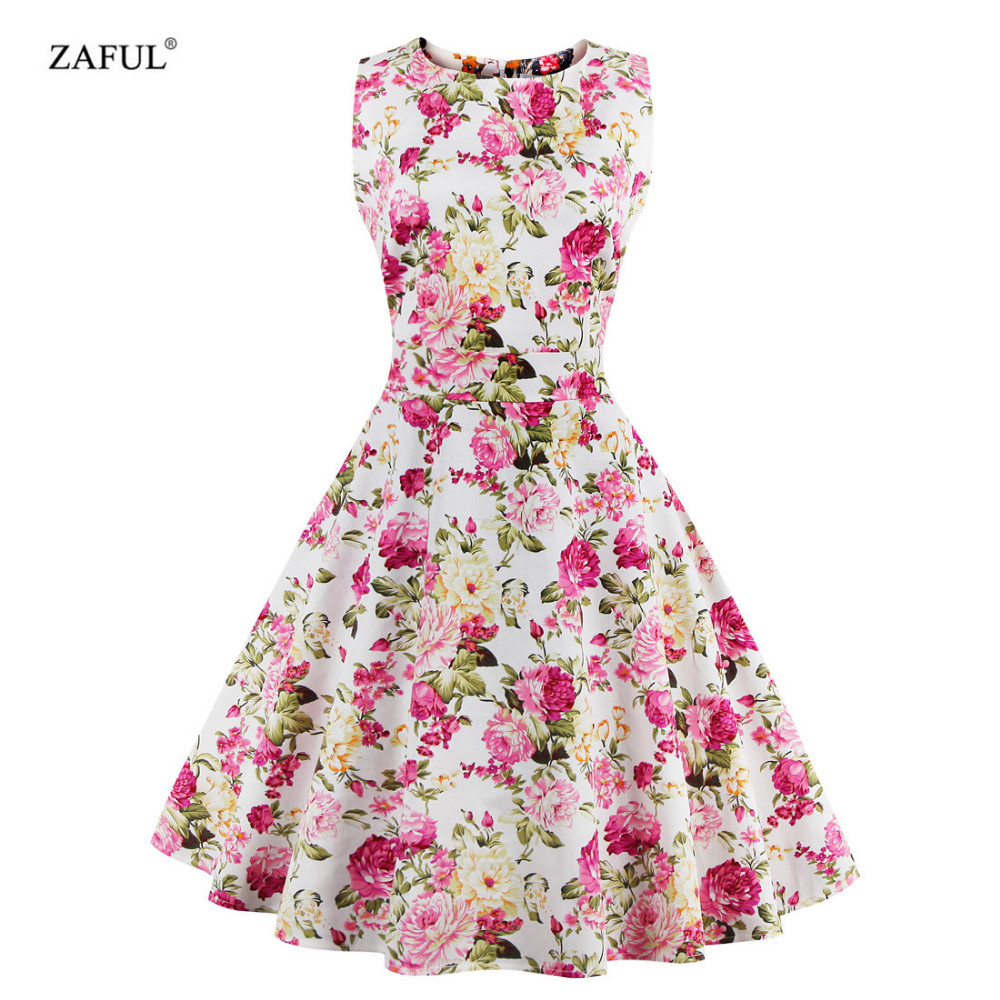 ZAFUL Plus size Summer Women Dress Audrey hepbum 50s Vintage Floral Print robe Retro Elegant Party Dress Feminino Vestidos (24)
