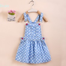 Brand New Kids Denim Dress 2016 Summer Style Baby girls Sundress Sleeveless Adjustable Girls Princess Dresses