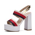 New tide shoes one word type strap shoes waterproof Taiwan ribbon stripe to ultra high yards