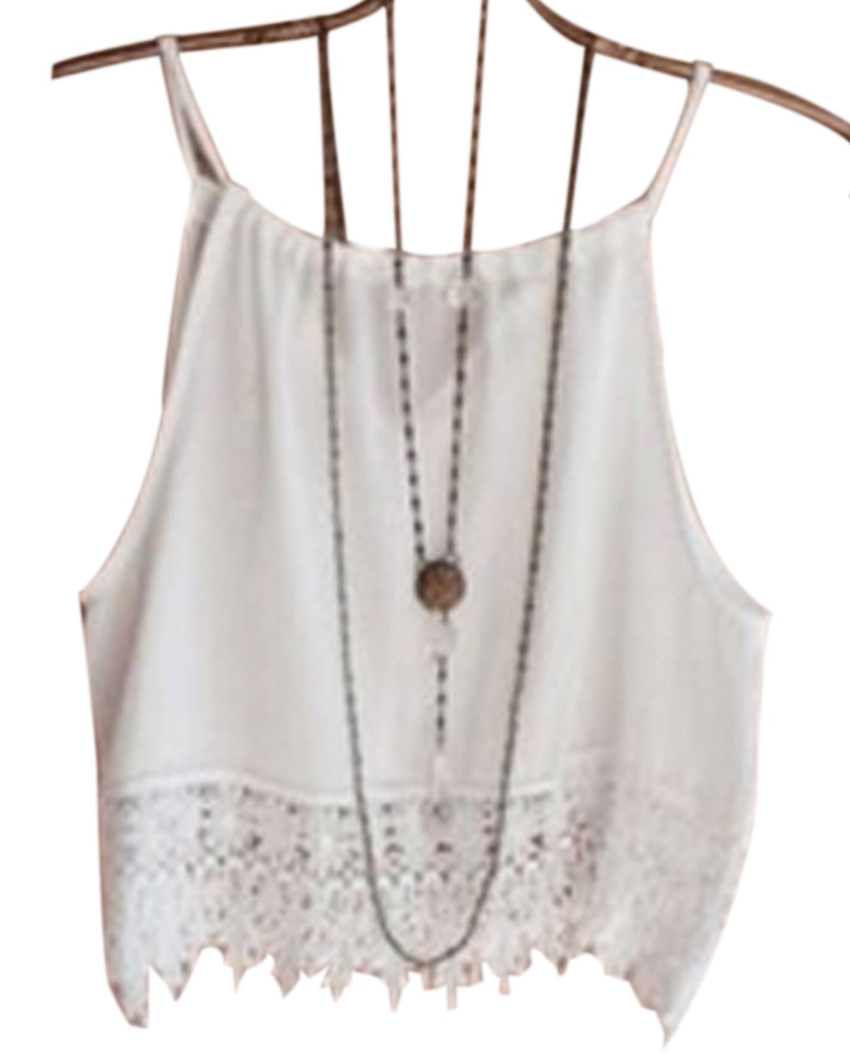 2015 Summer Style Crop Top Sexy Women Sleeveless Camisole Casual Lace Patchwork Chiffon Tank Tops White Blusas Femininas