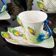 drinkware sets coffee cup set 21pcs sets high grade porcelain peacock Coffee suit European wedding gifts