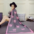 Fashion brand Designer Soft Warm Winter Scarf Women Shawl Thicken Long Scarves Woman Little bear decoration