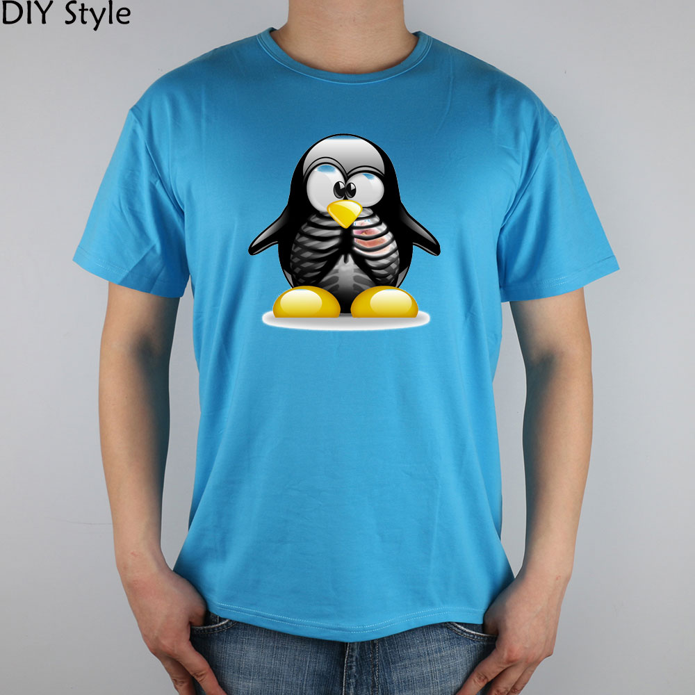 Linux頭蓋骨ペンギン tシャツ トップライクラ綿の男性tシャツ新デザイン(China