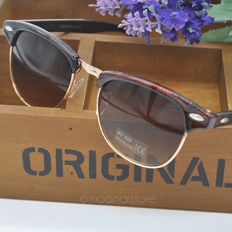 4 color New 2014 Versatile Retro Mirrored Sunglasses Half Frame Metal Vintage Coating Sunglass 2X MPJ007#M2