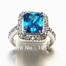 jewelry RING with SWISS BLUE CZ stone;fashion opal rings 925 stamped,SWISS BLUE