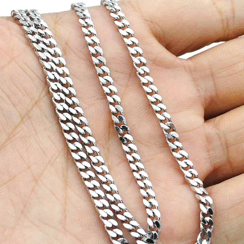 Free shipping 40 70cm to choose 3mm wide Chain Necklace 316L Stainless Steel Necklace Men wholesale