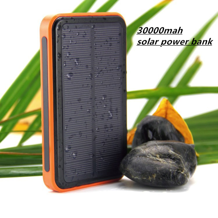2015 New 30000mah Waterproof solar power bank bateria externa solar charger powerbank for all mobile phone