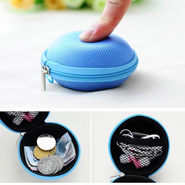 Wholesale- Mini Cute Round Bag Clutch Earbud Wallet Pouch Bag Coin Purse Pocket Hard Case BAOK ...