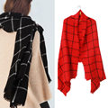 2016 New Fashion Women Winter Casual Soft Plaid Long Wrap Shawl Tartan Knit Wool Scarf Female