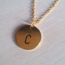 2015 Initial necklace personalized Discs Charm Custom Letter friendship Jewelry Gift Golden Round Plate