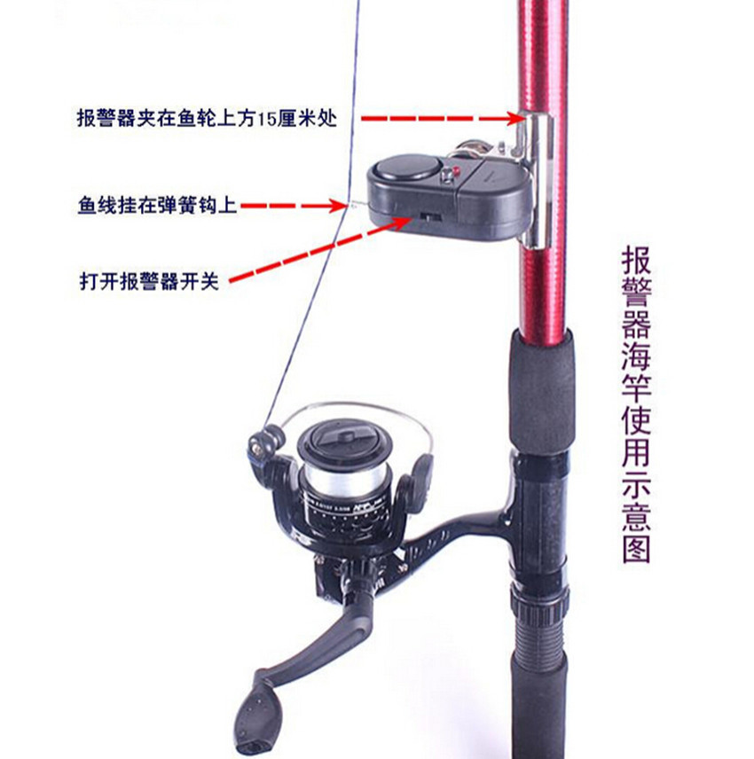 New 2015 Black Electronic LED Light Fish Bite Sound Alarm Bell Clip On Fishing Rod