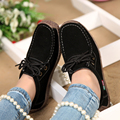2017 New Shoes Woman Fashion Lace up Genuine Leather Flats Comfortable Breathable Women Casual Shoes Soft