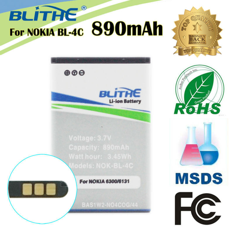 Blithe BL-4C    890  3.7  -   Nokia 2650 / 5100 / 6100 / 6101 / 6103 / 6125 / 6131 / 6300  BL-4C