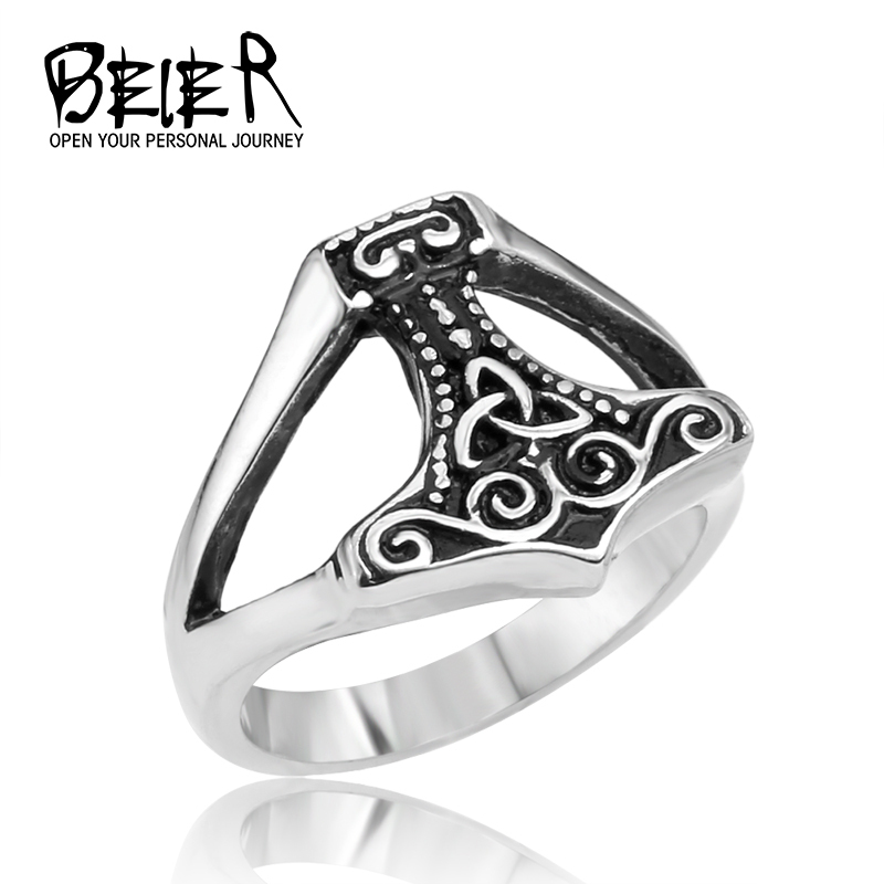 Stainless SteelThor s Hammer Ring Super Gothic Man s Fashion Ring Personality Unique Popular in UK