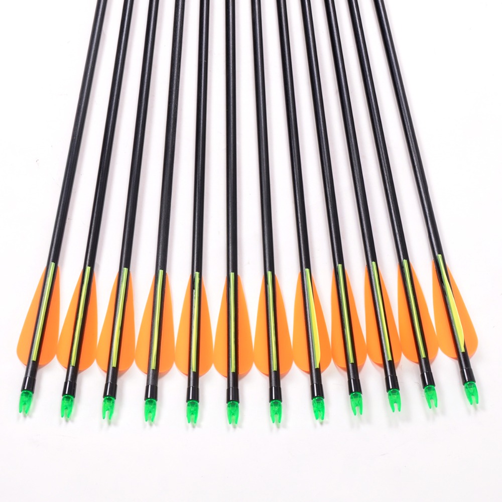 12pcs pack Fiberglass Arrow Spine 500 Replace Arrowhead Nock Proof For Hunting Compound Bow Recurve Bow