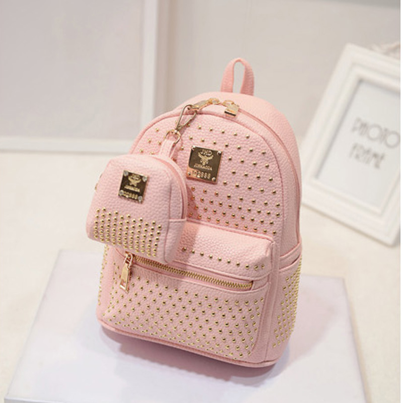 www.semadata.org : Buy New hot pink women black leather backpack school bags children female cute ...
