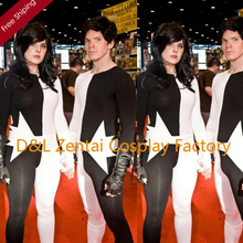 Free Shipping DHL Adult X-men Aurora & Northstar Superhero Costume Halloween Party Cosplay Black&White Lycra Zentai Suit SH1811