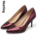 New 2016 Spring Party Shoes Sexy Thin heel Pointed Toe Women Pumps Fashion Water Ripple High