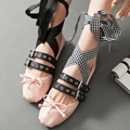 2017 New Fashion Spring summer shoes women Flats Ballet loafers with Belt bow Luxury brand Genuine