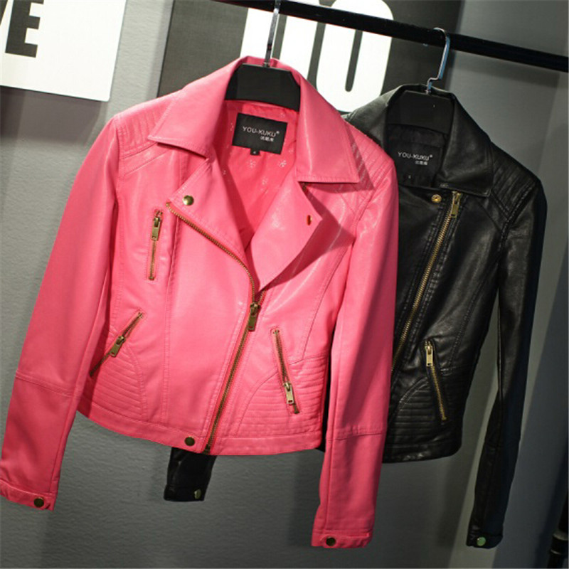 Ladies Pink Leather Jacket