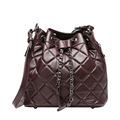 QIANGSHILI Brand Vintage Quilted Chain Genuine Leather Sheepskin Shoulder Bucket Bag Handbags Women Bags Designer High