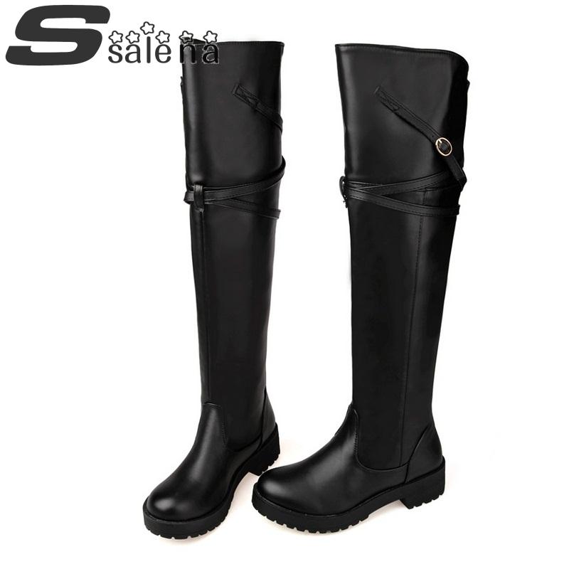 Fashion Women Leather Boots New Women Over The Knee Boots Comfortable Non Slip High Boots Autumn And Winter A173