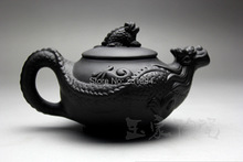 160ML Retro china clay teapot Chinese dragon embossed three dimensional modeling Handmade teapot balck Kung Fu