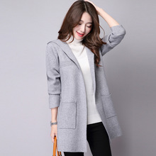 Knitted Cardigan Hooded Long Sweaters Hot Selling New Products Cardigan Women 2016 Autumn Knitting Coat Y0406-145D