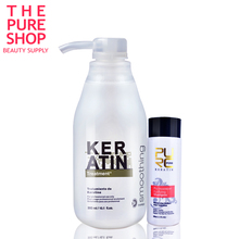 Keratin hair straightening hot sale hair care products 300ml keratin and 100ml purifying shampoo set free shipping