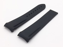 22mm New Men black strap for clock waterproof silicone rubber watch band curved end for omegawatch Planet-Ocean 45 and 42mm