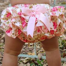 2015 Summer Satin Ruffle Baby Bloomers Pretty Bow Infant Toddlers Girls Baby Ruffle Shorts Baby Diaper