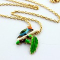 XQ Free shipping 2015 European and American fashion jewelry short pine leaves the female bird Necklace