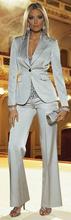 Hot Sale 2016 Two Buttons Sliver Business Lady Suits Sexy Women Tuxedo Peaked Lapel Slim Fit Suits For Women (Jacket+Pants+tie)