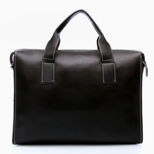 Free shipping 2014 New brand black leather briefcase business shoulder bags shopkeeper recommended style men s