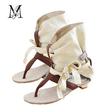 2016 New Rome Women Shoes Sandals Lacing casual Flat Sandals High Quality Fashion patchwork Shoes Woman big size 34-43 HOT #D98